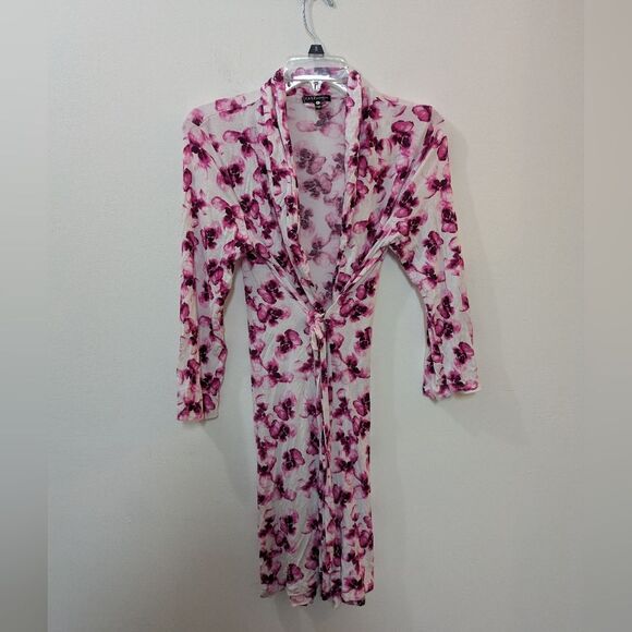 Tart Intimates Lounge Robe Purple & Pink Floral, Women's Large - Picture 2 of 6